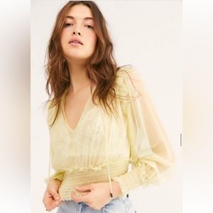 Free People Sheer Yellow Top